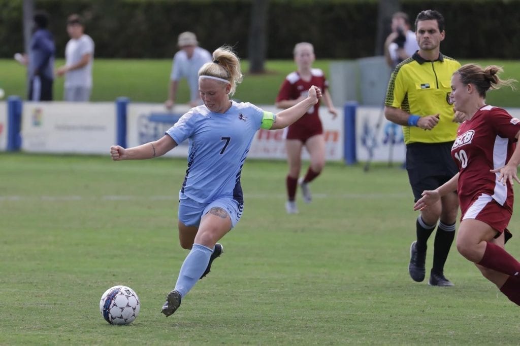 College Soccer Player Maxi Krug in action on the field