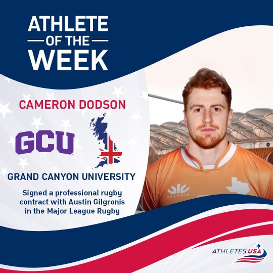 Cameron Dodson signed professional Major League Rugby contract after rugby scholarship in the USA