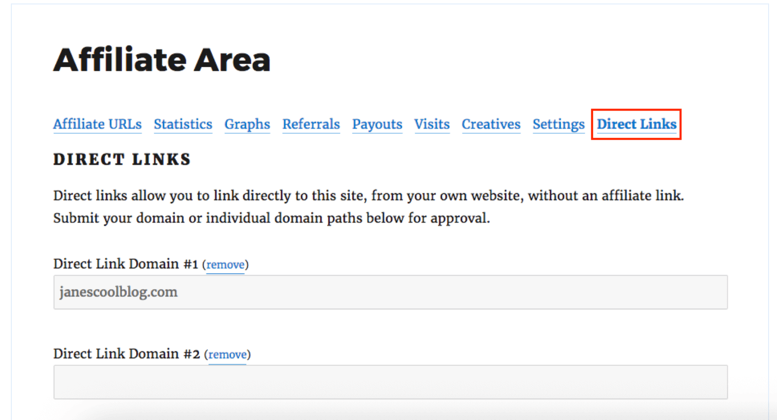 Athletes USA Affiliate Area - Direct Link Tracking Dashboard